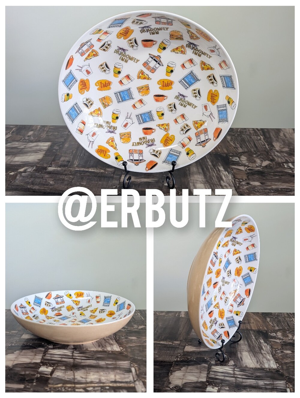 Gilmore Girls Large Pasta Dinner Bowl with Allover Stars Hollow Icon Design 🍕☕